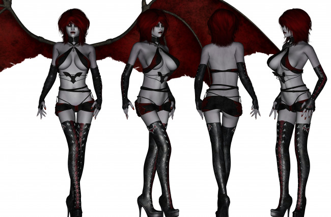 Обои картинки фото 3д графика, существа , creatures, демон, фон, взгляд, девушка