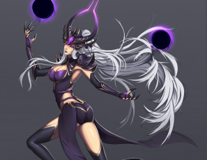 Картинка фэнтези демоны арт фон девушка магия syndra