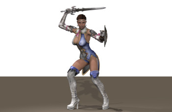 обоя 3д графика, амазонки , amazon, девушка, взгляд, фон, оружие