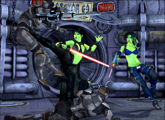 Обои картинки фото 3д графика, существа , creatures, халки, взгляд, фон, оружие