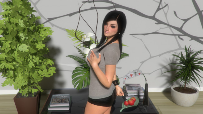 Обои картинки фото 3д графика, люди , people, девушка, взгляд, фон