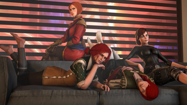 Обои картинки фото 3д графика, люди , people, фон, взгляд, девушки