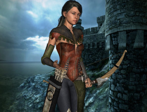 Картинка 3д+графика амазонки+ amazon девушка взгляд фон