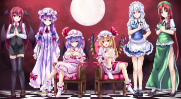 Картинка аниме touhou взгляд девушки фон