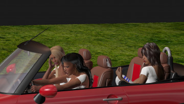 Картинка 3д+графика люди+ people девушки взгляд фон автомобиль