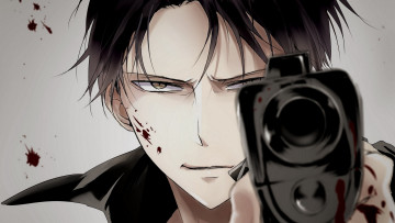 Картинка аниме shingeki+no+kyojin пистолет леви