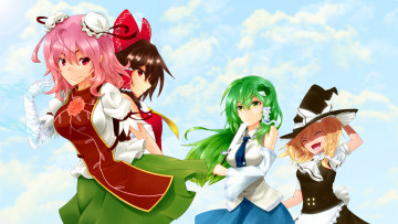 Картинка аниме touhou фон девушки взгляд