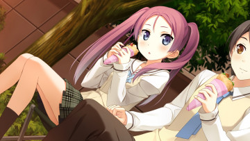 Картинка аниме your+diary взгляд девушки фон