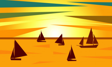 Картинка векторная+графика другое+ other море яхты закат