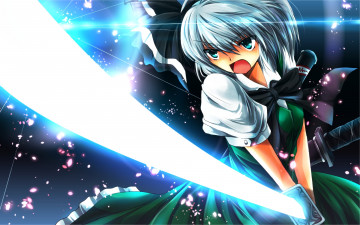 Картинка аниме touhou взгляд фон девушка