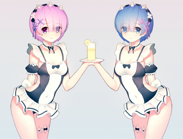 Обои картинки фото аниме, re,  zero kara hajimeru isekai seikatsu, rem, ram