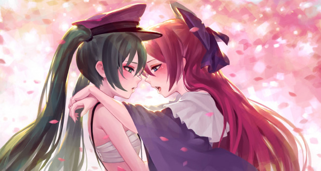 Обои картинки фото аниме, vocaloid, hatsune, miku, megurine, luka