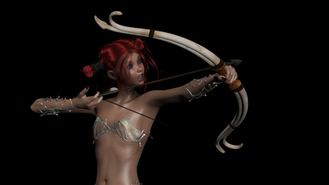 Обои картинки фото 3д графика, люди , people, девушка, взгляд, фон, лук