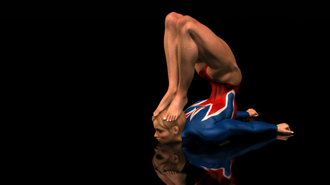 Обои картинки фото 3д графика, спорт , sport, гимнастика, фон, взгляд, девушка