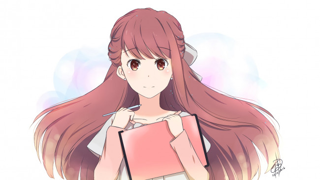 Обои картинки фото аниме, shelter, девушка, взгляд, фон