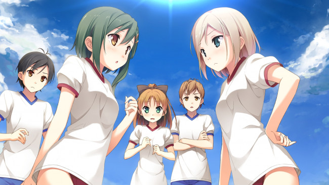 Обои картинки фото аниме, your diary, девушки, взгляд, фон