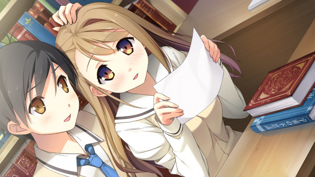 Обои картинки фото аниме, your diary, фон, взгляд, девушка