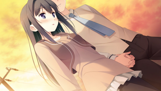 Обои картинки фото аниме, your diary, фон, взгляд, девушка