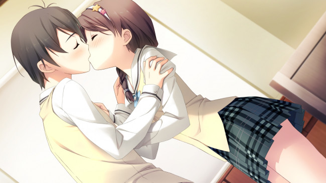 Обои картинки фото аниме, your diary, фон, взгляд, девушка