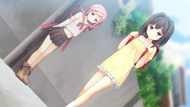 Обои картинки фото аниме, your diary, фон, взгляд, девушки