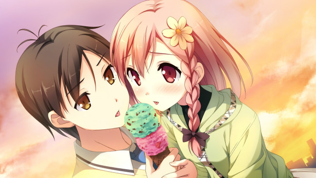 Обои картинки фото аниме, your diary, взгляд, девушка, фон