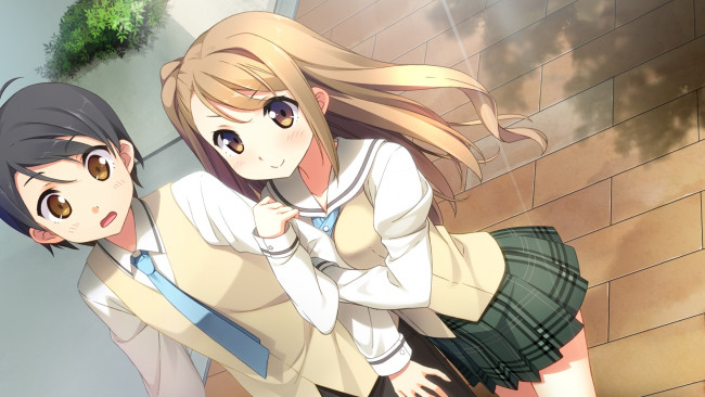 Обои картинки фото аниме, your diary, взгляд, девушки, фон