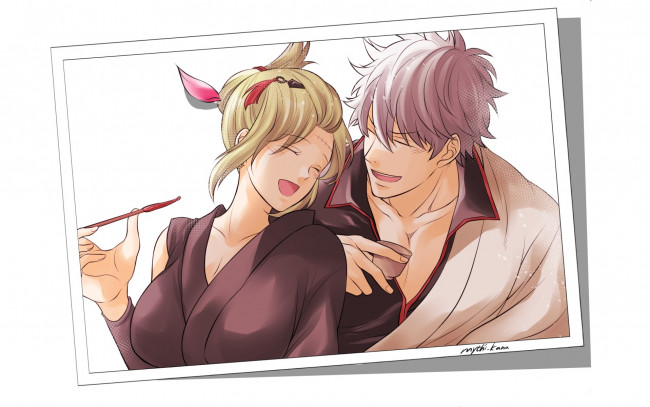 Обои картинки фото аниме, gintama, sakata, gintoki, tsukuyo