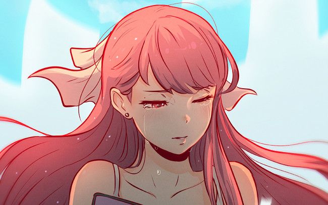 Обои картинки фото аниме, shelter, фон, взгляд, девушка