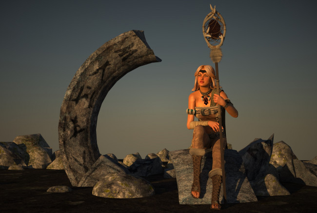 Обои картинки фото 3д графика, амазонки , amazon, фон, взгляд, девушка