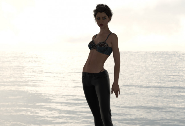 Обои картинки фото 3д графика, люди , people, девушка, взгляд, фон