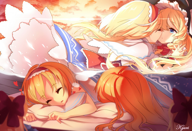 Обои картинки фото аниме, touhou, фон, взгляд, девушка