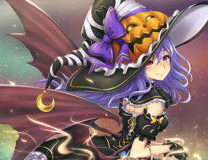 Картинка аниме магия +колдовство +halloween девушка