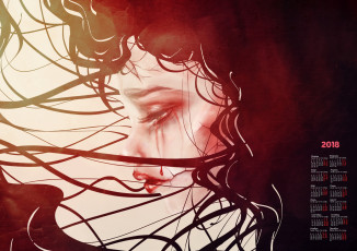Картинка календари фэнтези 2018 девушка профиль лицо слезы эмоции