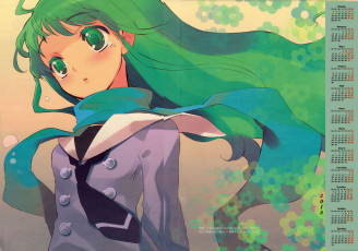 Картинка календари аниме 2018 девушка цветы шарф