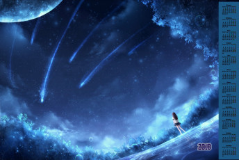 Картинка календари аниме 2018 девочка планета звездопад