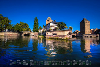 Картинка france календари города деревья здание мост водоем 2018
