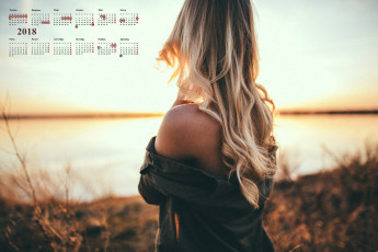 Картинка календари девушки природа водоем 2018