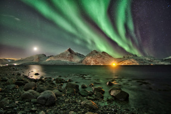 Картинка природа северное+сияние простор