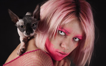 Картинка девушки -unsort+ креатив albina zavtur фон взгляд sphynx