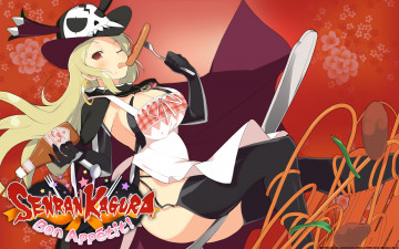 обоя аниме, senran kagura, девушка, взгляд, фон
