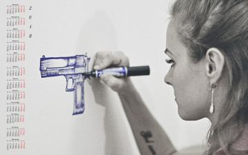 Картинка календари девушки пистолет рисунок профиль 2018