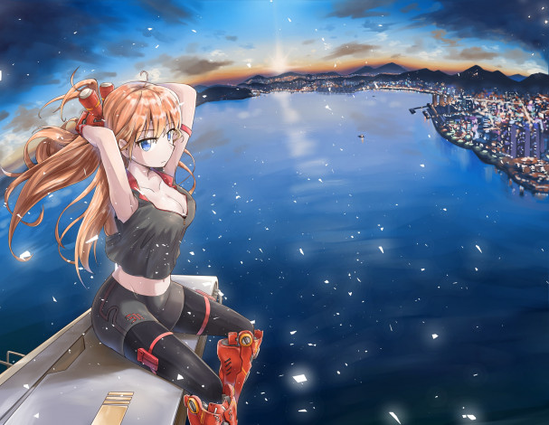 Обои картинки фото аниме, пейзажи,  природа, девушка