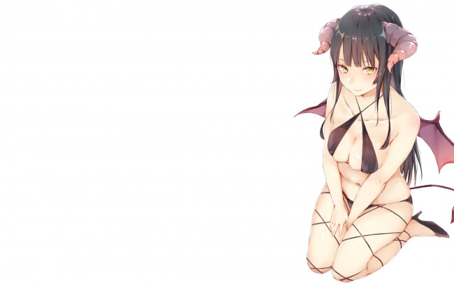 Обои картинки фото аниме, ангелы,  демоны, succubus, manga, chest, demon, moe, large, big, boobs, japonese, bishojo, kawaii