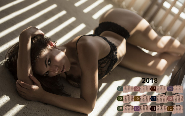 Обои картинки фото календари, девушки, 2018, взгляд