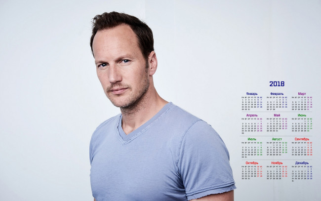 Обои картинки фото patrik uilson, календари, знаменитости, взгляд, актер, мужчина, 2018