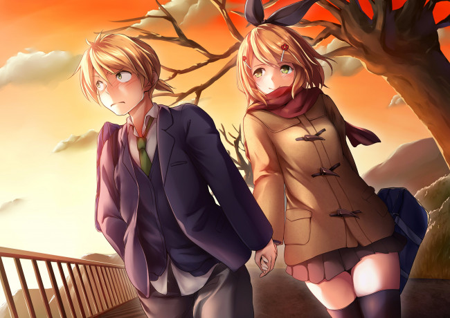 Обои картинки фото аниме, vocaloid, парень, девушка