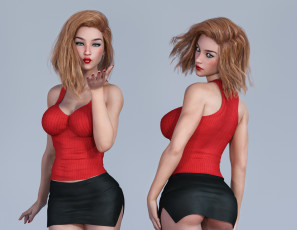 Картинка 3д+графика люди+ people девушка взгляд фон