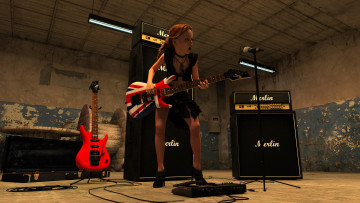 Картинка 3д+графика люди+ people гитара фон взгляд девушка