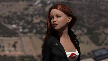 Картинка 3д+графика люди+ people взгляд девочка фон