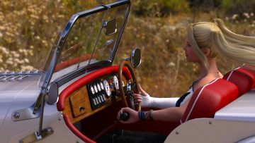 Картинка 3д+графика люди-авто мото+ people-+car+ +moto автомобиль фон девушка взгляд